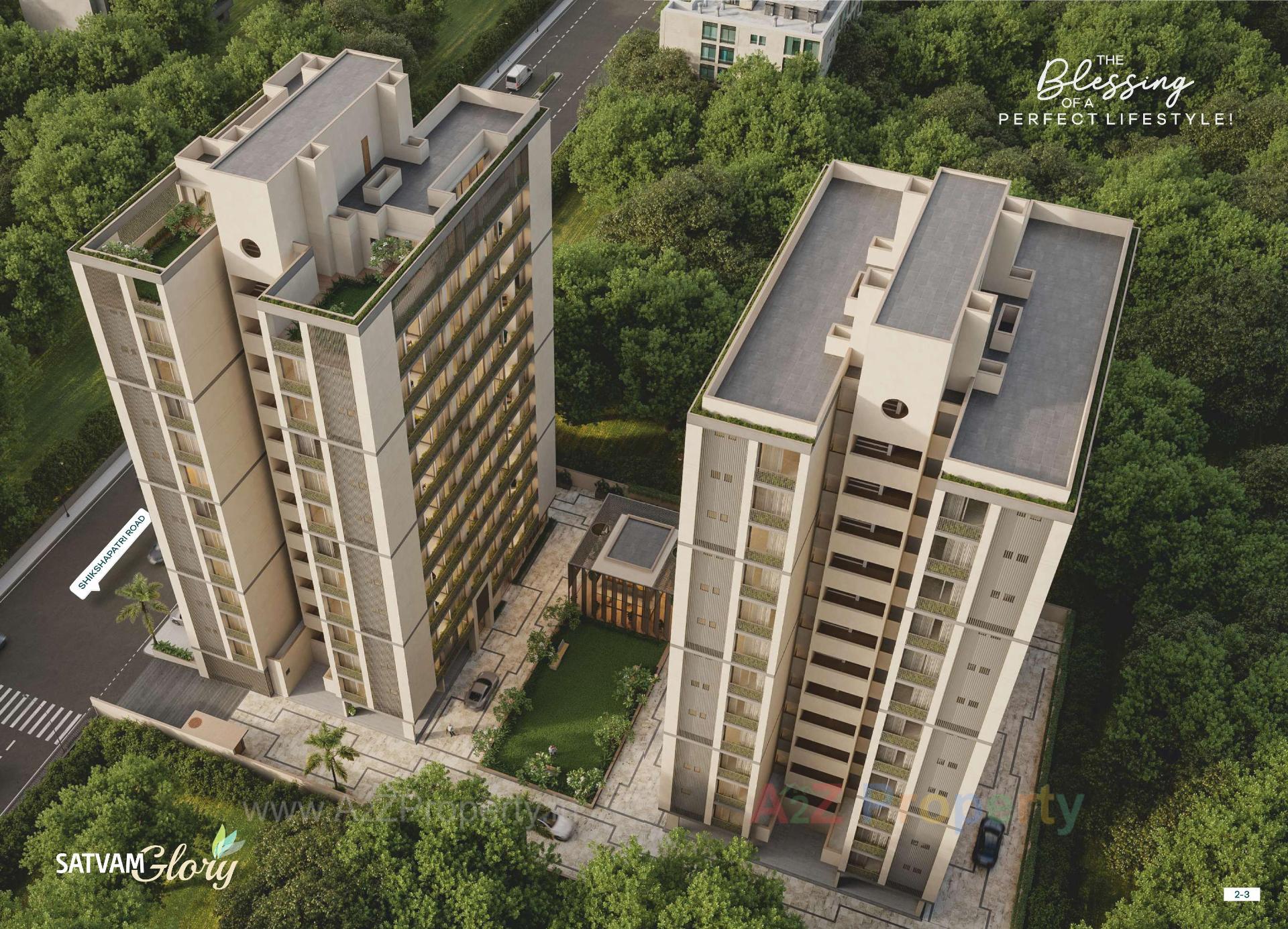 3D Elevation of real estate project Satvam Glory located at Sargasan, Gandhinagar, Gujarat