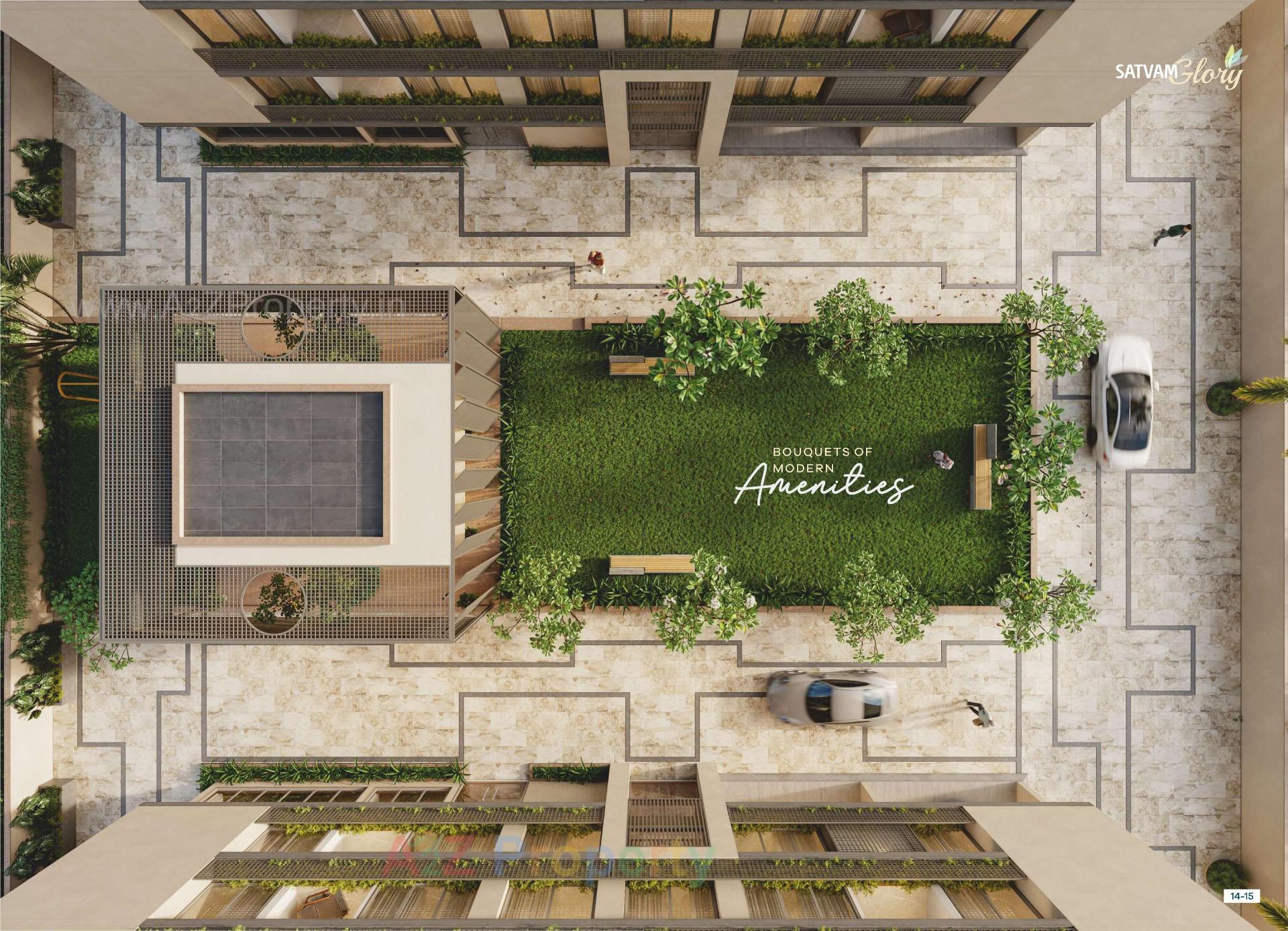 3D Elevation of real estate project Satvam Glory located at Sargasan, Gandhinagar, Gujarat