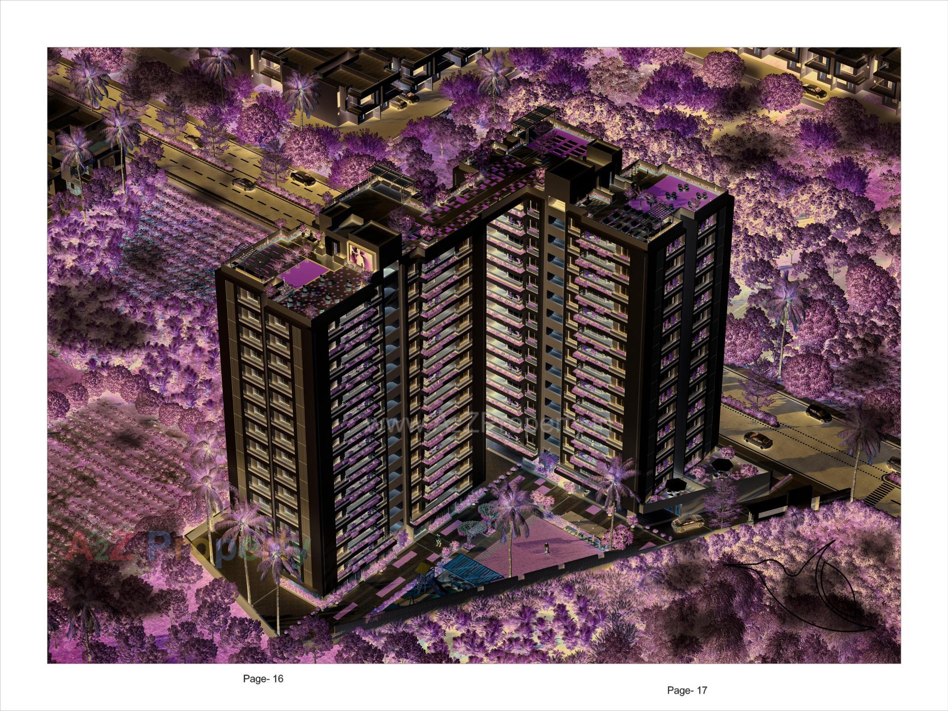 3D Elevation of real estate project Satvam Skyline located at Sargasan, Gandhinagar, Gujarat
