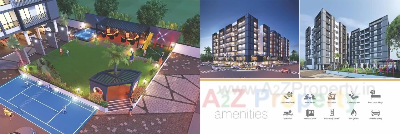 3D Elevation of real estate project Satyaa Square located at Tragad, Gandhinagar, Gujarat