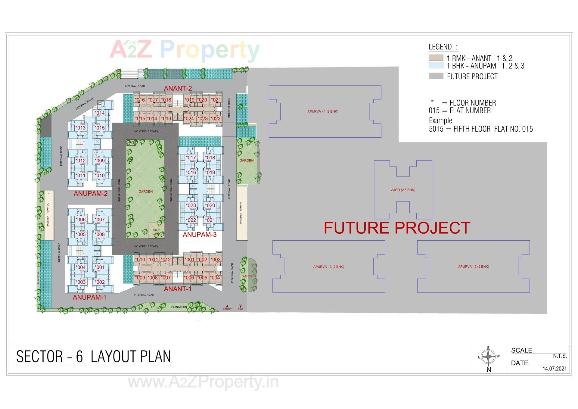 Layout of real estate project Sector 6a located at Adalaj, Gandhinagar, Gujarat