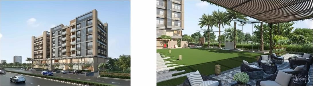 3D Elevation of real estate project Sepal Elegant located at Zundal, Gandhinagar, Gujarat