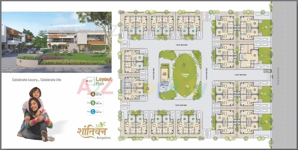 Layout of real estate project Shantivan Bunglows located at Adalaj, Gandhinagar, Gujarat