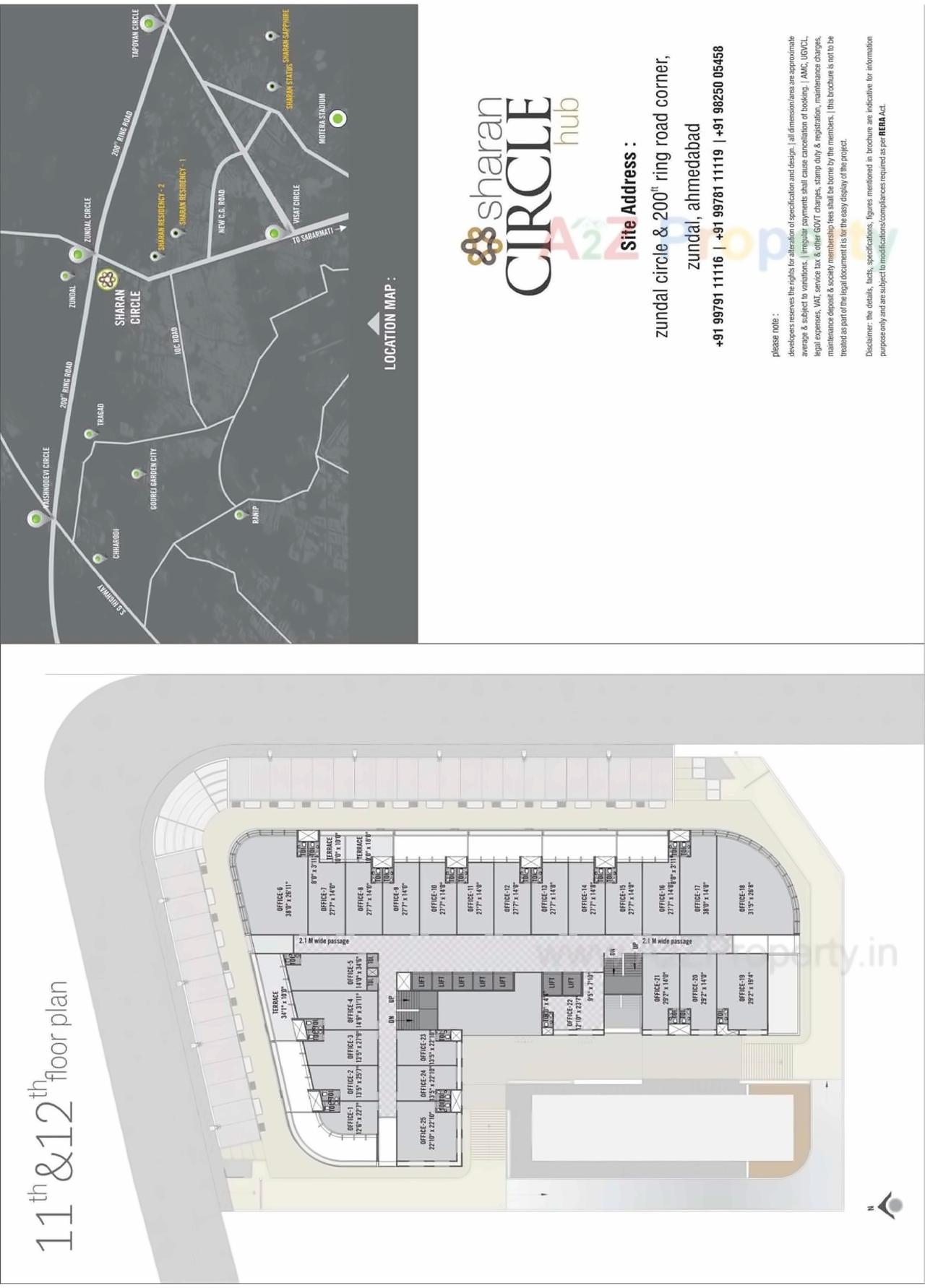 Layout of real estate project Sharan Circle Hub located at Chandkheda, Gandhinagar, Gujarat