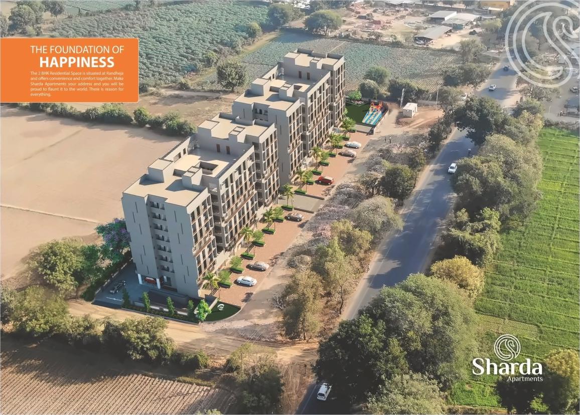 3D Elevation of real estate project Sharda Apartments located at Randheja, Gandhinagar, Gujarat
