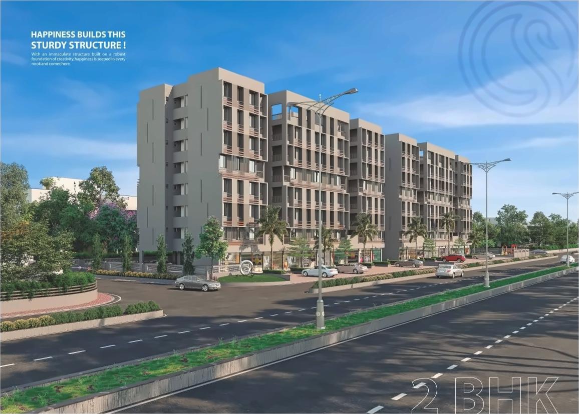 3D Elevation of real estate project Sharda Apartments located at Randheja, Gandhinagar, Gujarat