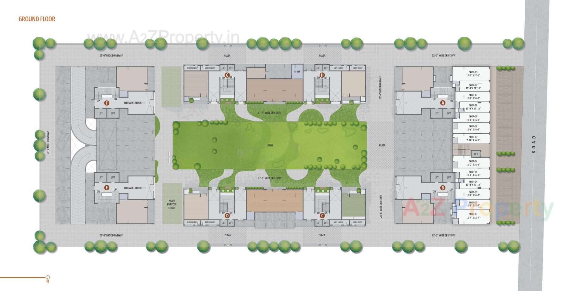 Layout of real estate project Sharnam Aayan located at Adalaj, Gandhinagar, Gujarat