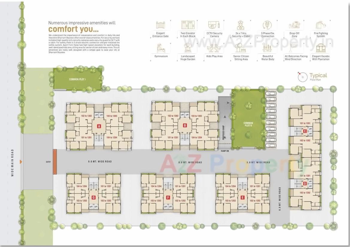Layout of real estate project Sharnam Sky View located at Kudasan, Gandhinagar, Gujarat