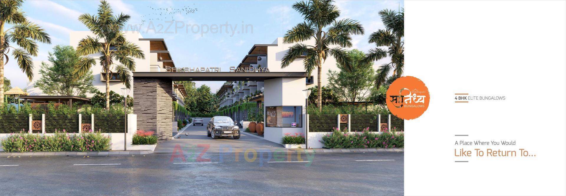 3D Elevation of real estate project Shikshapatri Sanidhya Bunglows located at Vavol, Gandhinagar, Gujarat