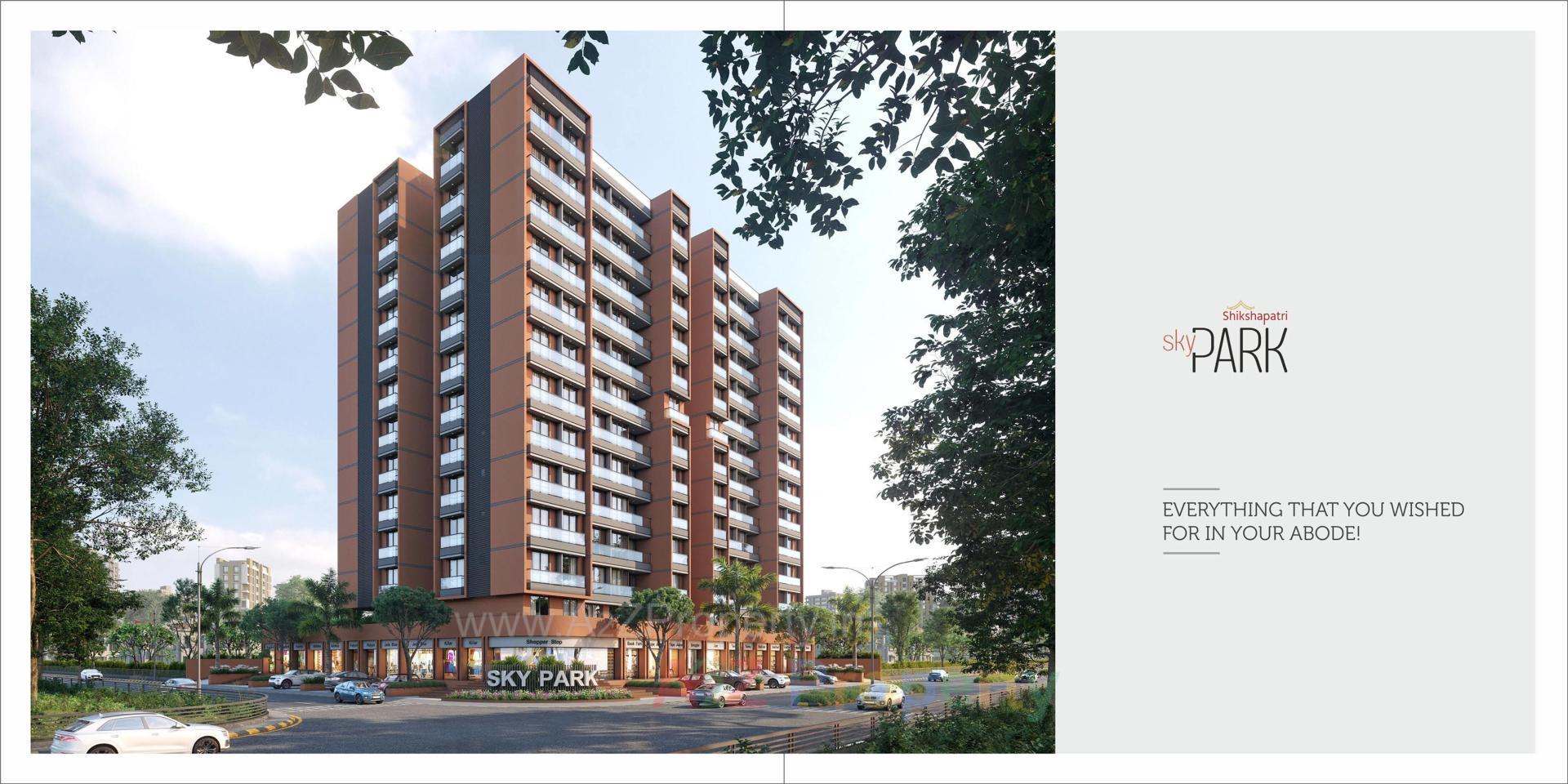 3D Elevation of real estate project Shikshapatri Sky Park located at Sargasan, Gandhinagar, Gujarat