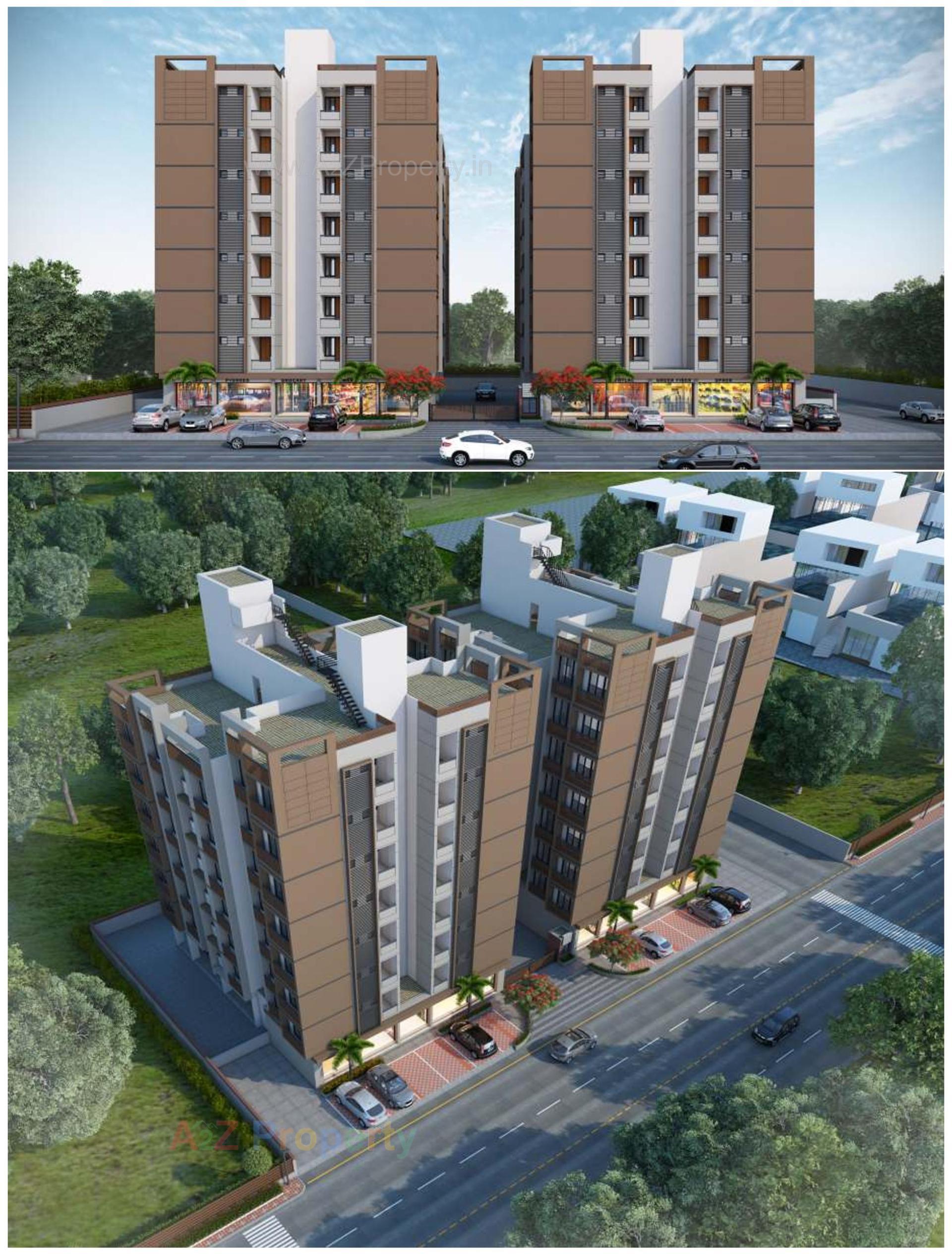 3D Elevation of real estate project Shiv Shakti Arcade located at Kalol, Gandhinagar, Gujarat