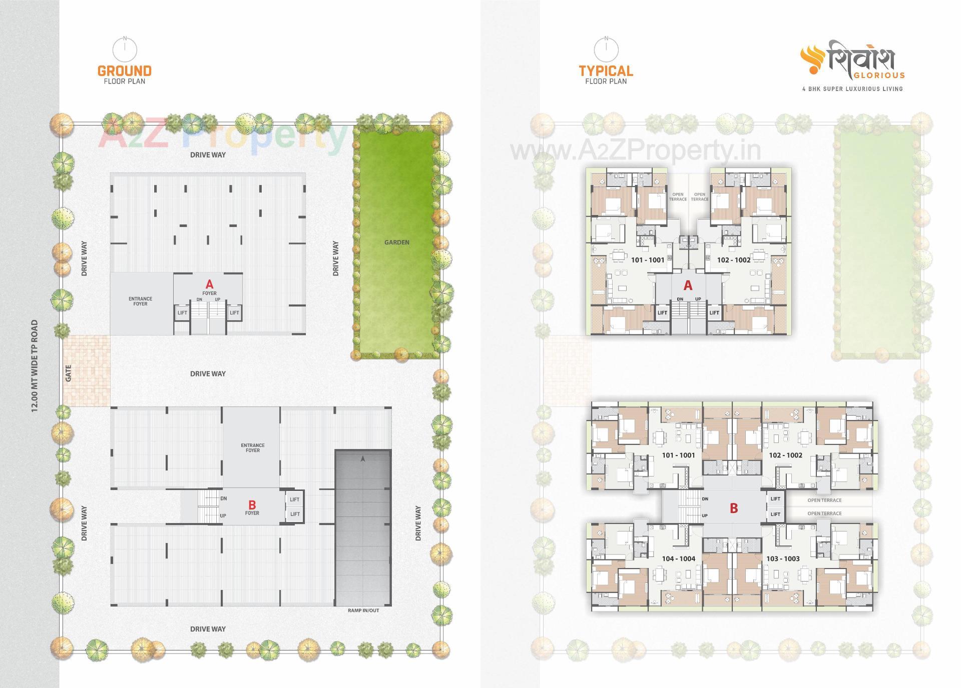 Layout of real estate project Shivansh Glorious located at Koba, Gandhinagar, Gujarat