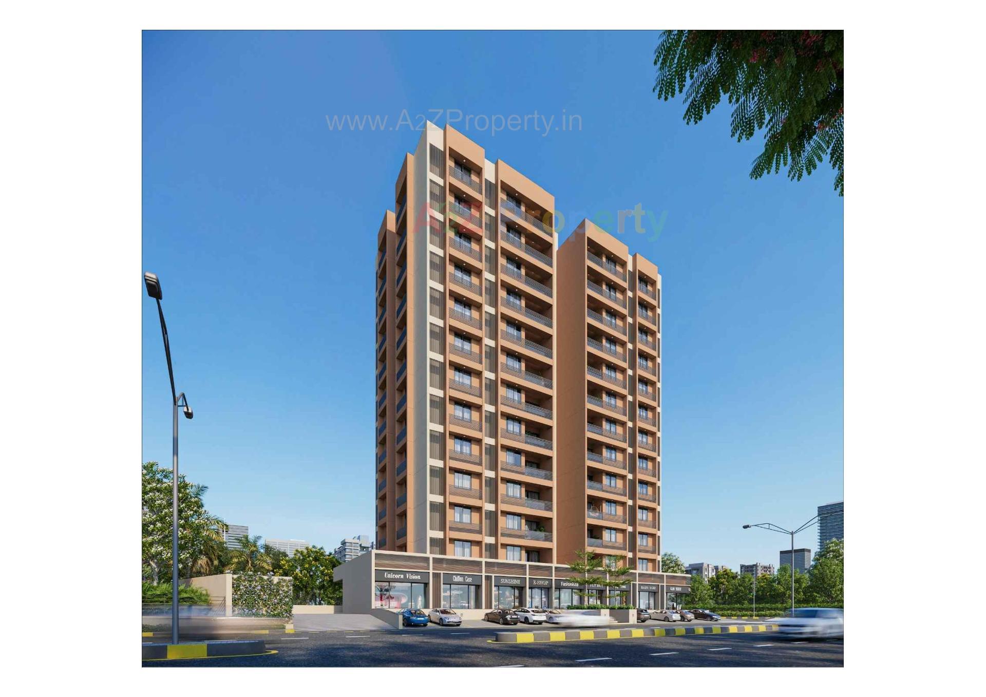 3D Elevation of real estate project Shivashish Sixty located at Uvarsad, Gandhinagar, Gujarat