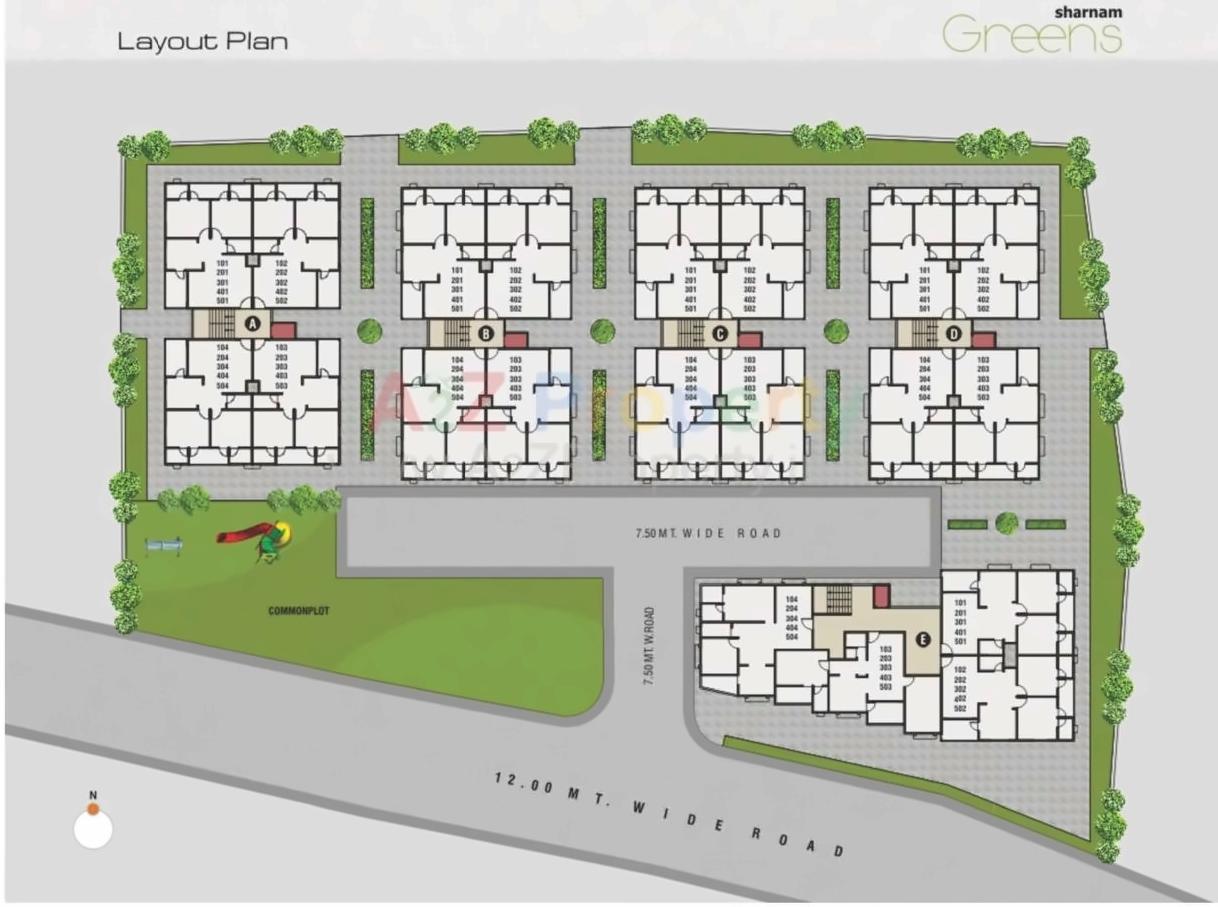 Layout of real estate project Shranam Greens Appartment located at Kalol, Gandhinagar, Gujarat
