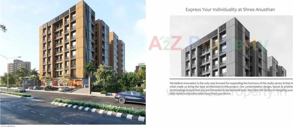 3D Elevation of real estate project Shree Anusthan located at Khoraj, Gandhinagar, Gujarat