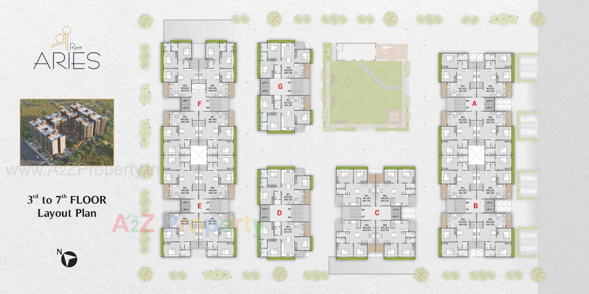 Layout of real estate project Shree Ram Aries located at Nana-chiloda, Gandhinagar, Gujarat