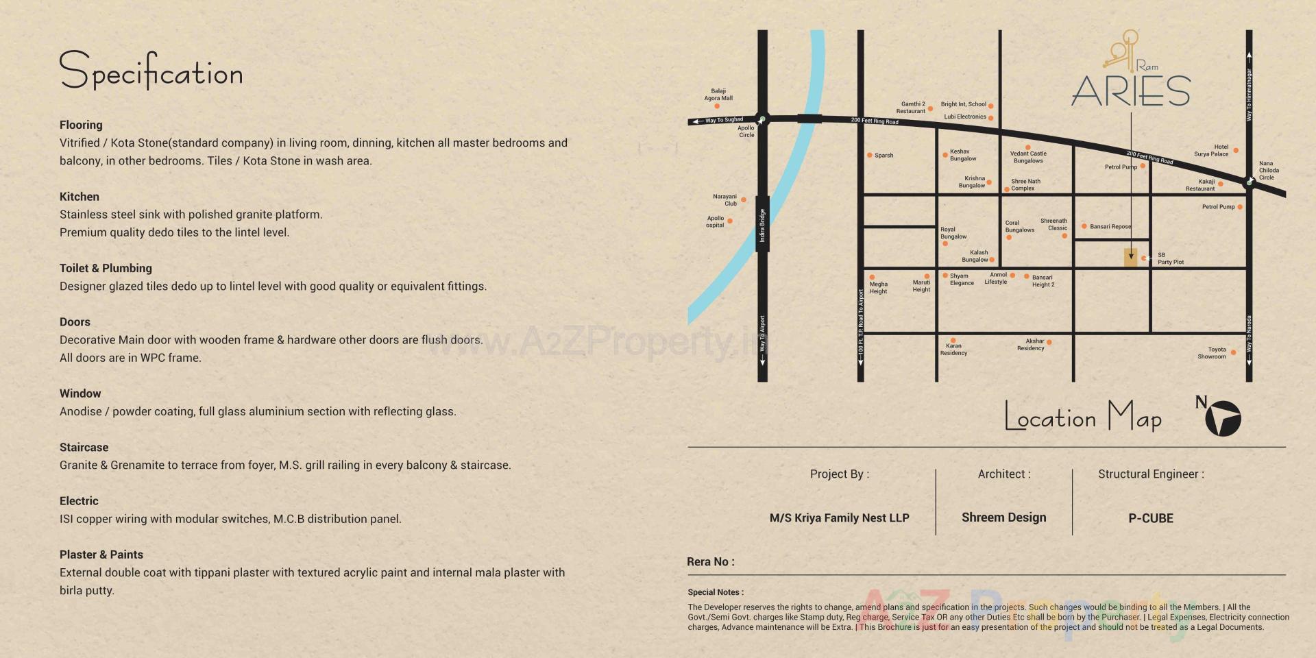 Layout of real estate project Shree Ram Aries located at Nana-chiloda, Gandhinagar, Gujarat