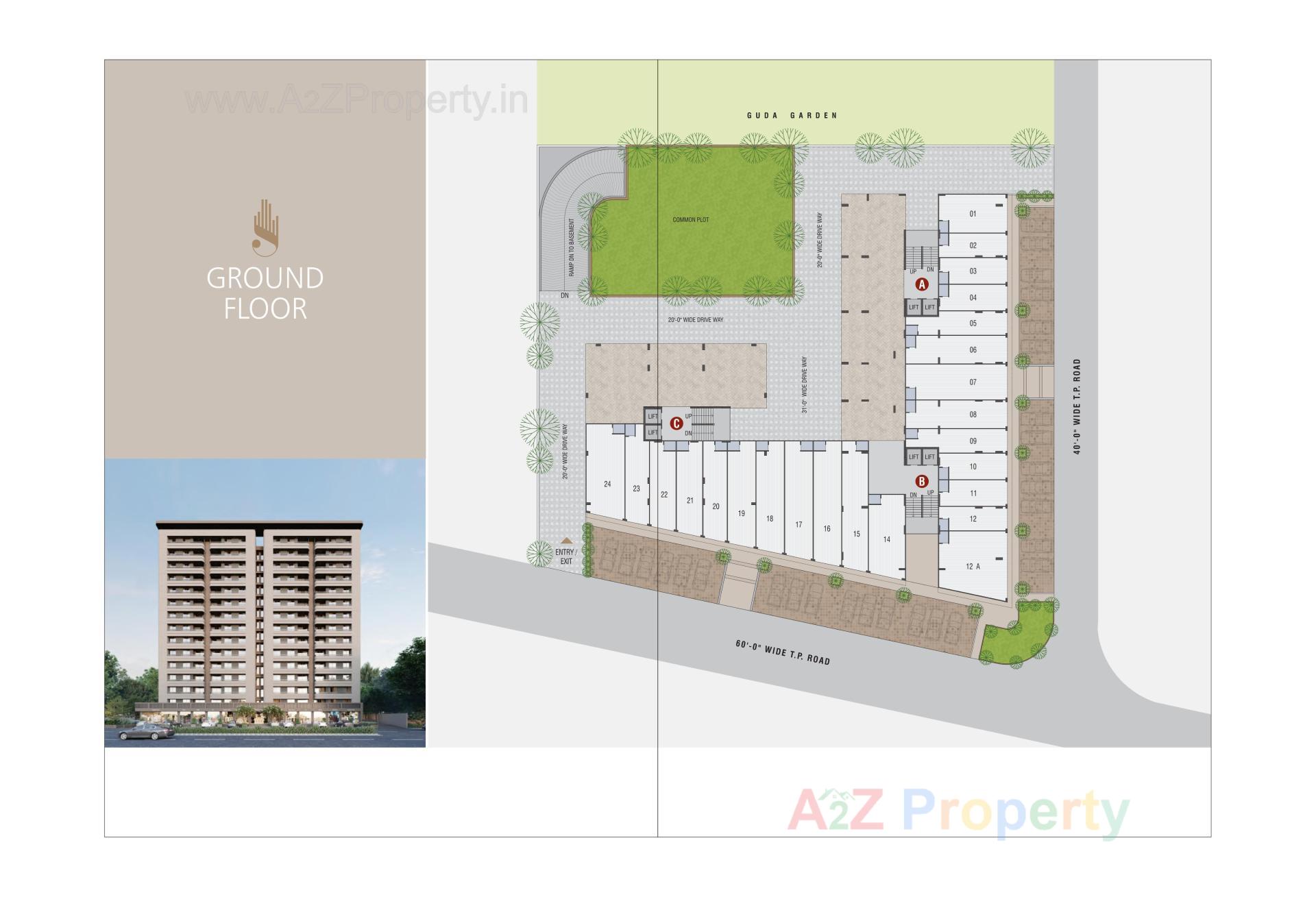 Layout of real estate project Shree Sharanam Sky located at Sargasan, Gandhinagar, Gujarat