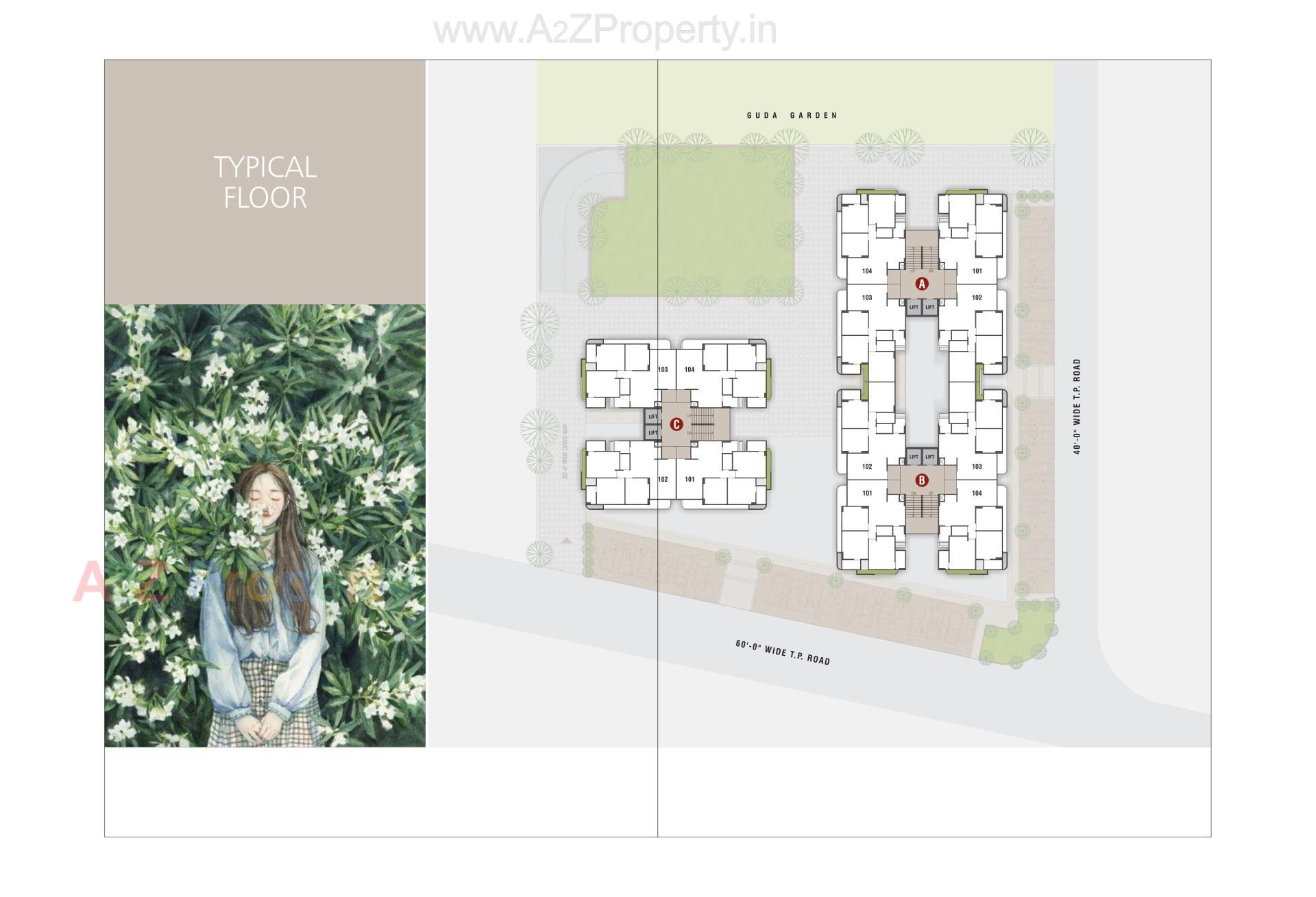 Layout of real estate project Shree Sharanam Sky located at Sargasan, Gandhinagar, Gujarat