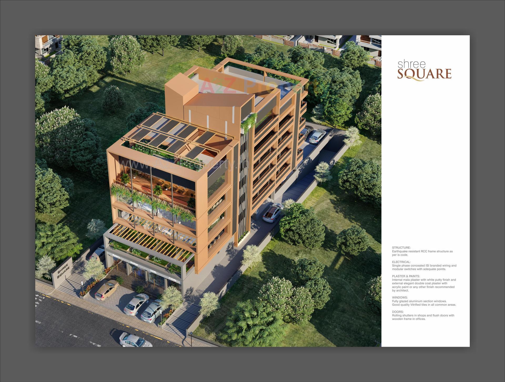 3D Elevation of real estate project Shree Square located at Raysan, Gandhinagar, Gujarat