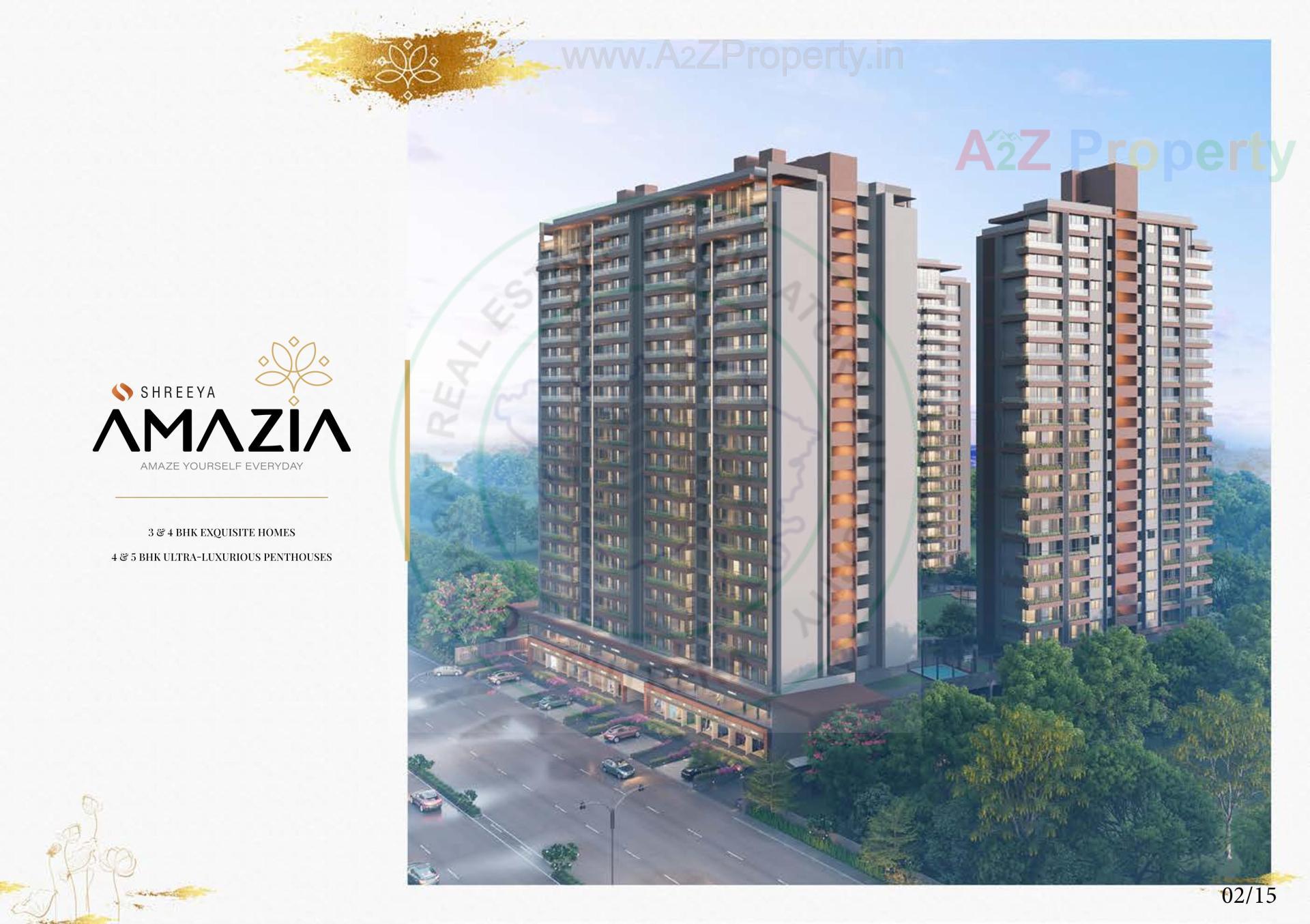 3D Elevation of real estate project Shreeya Amazia located at Sargasan, Gandhinagar, Gujarat
