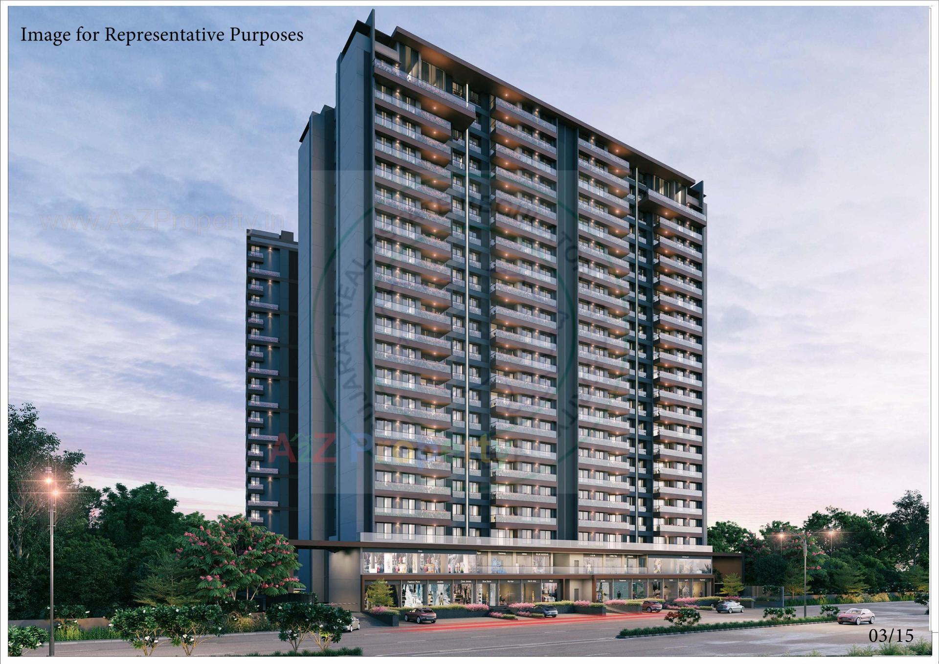 3D Elevation of real estate project Shreeya Amazia located at Sargasan, Gandhinagar, Gujarat