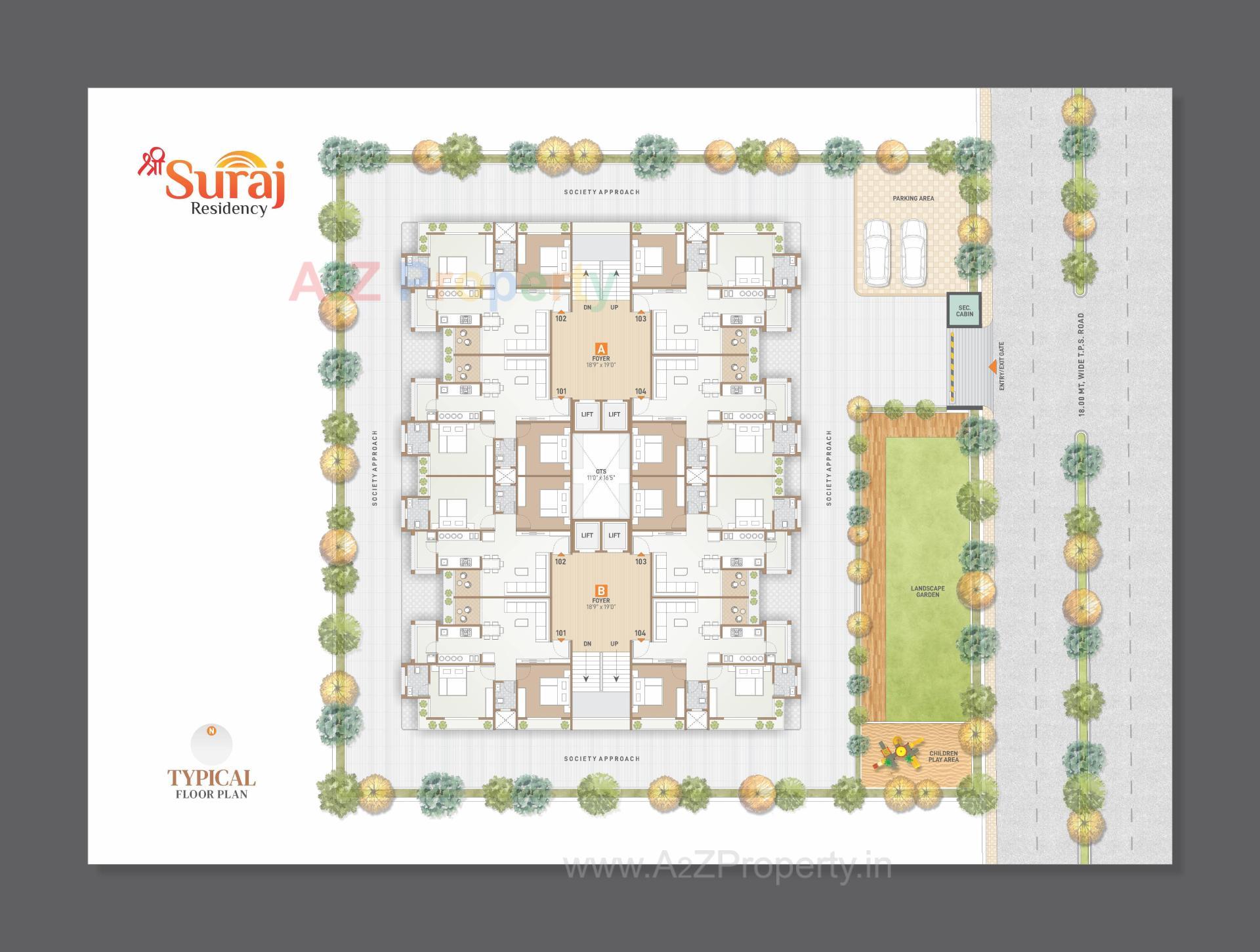 Layout of real estate project Shri Suraj Residency located at Vavol, Gandhinagar, Gujarat