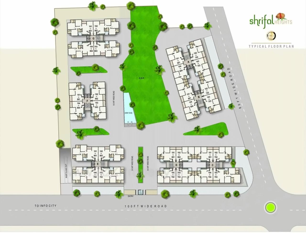 Layout of real estate project Shrifal Heights located at Kudasan, Gandhinagar, Gujarat