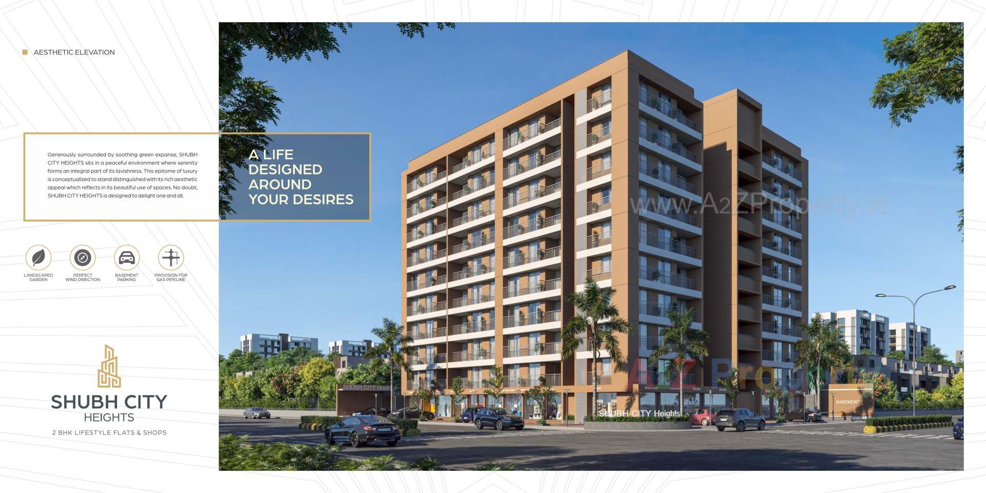 3D Elevation of real estate project Shubh City Heights located at Tarapur, Gandhinagar, Gujarat