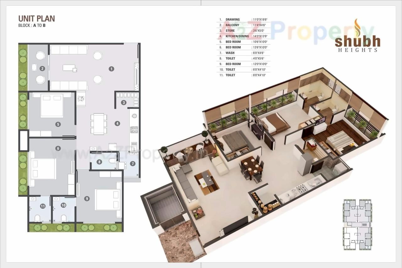 Layout of real estate project Shubh Heights located at Dehgam, Gandhinagar, Gujarat