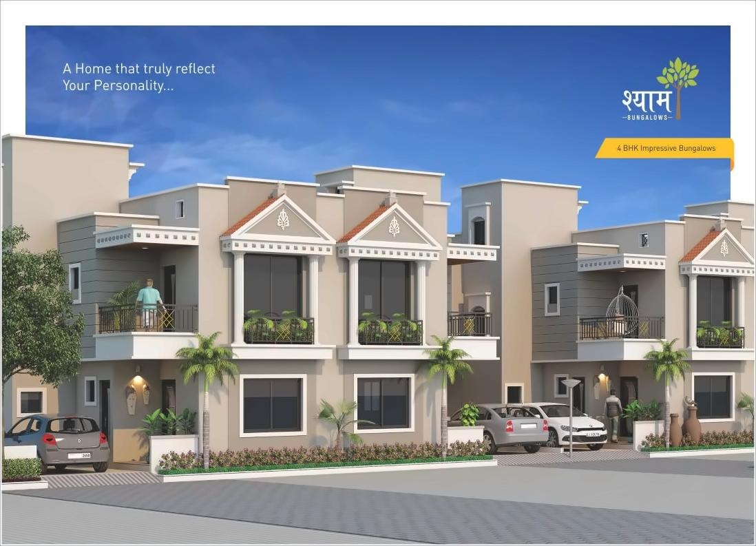 3D Elevation of real estate project Shyam Bungalows located at Borisana, Gandhinagar, Gujarat