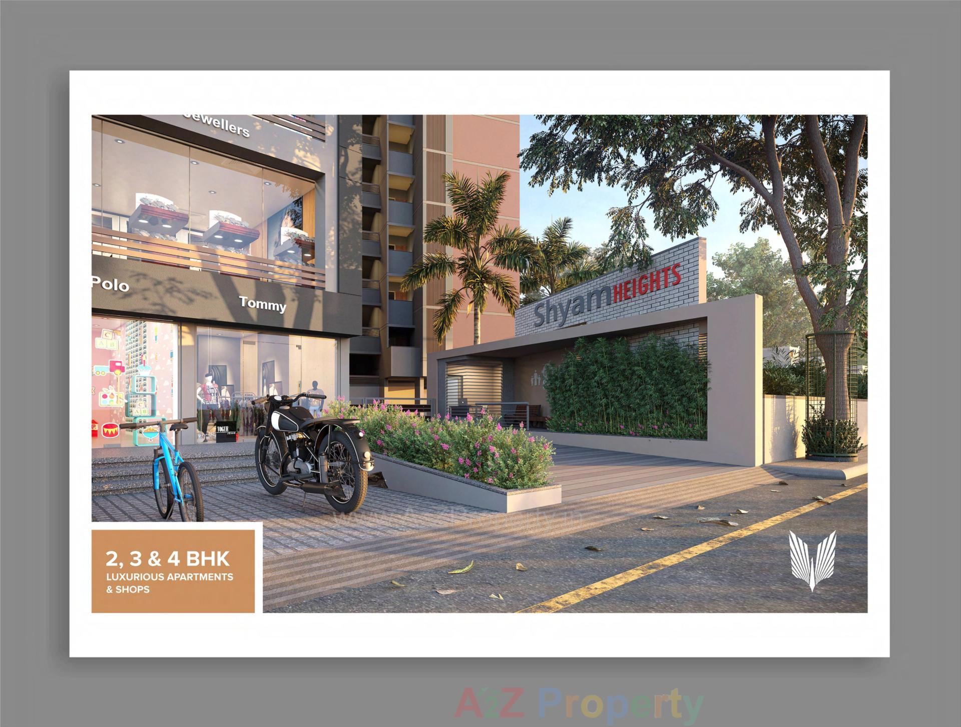 3D Elevation of real estate project Shyam Heights located at –-sargasan, Gandhinagar, Gujarat