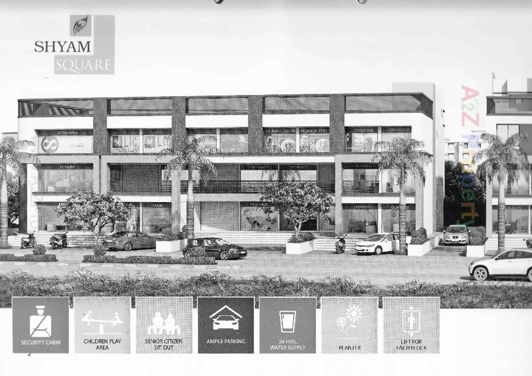 3D Elevation of real estate project Shyam Square located at Pethapur, Gandhinagar, Gujarat