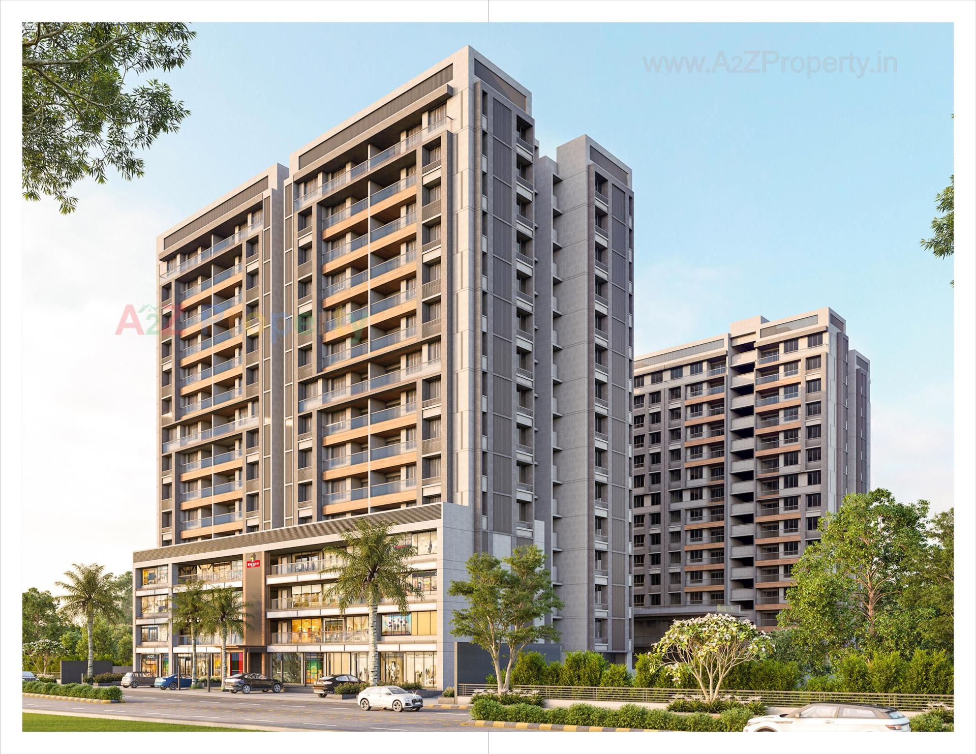 3D Elevation of real estate project Shyam Status located at Valad, Gandhinagar, Gujarat