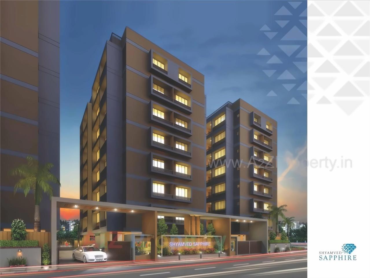 3D Elevation of real estate project Shyamved Sapphire located at Zundal, Gandhinagar, Gujarat