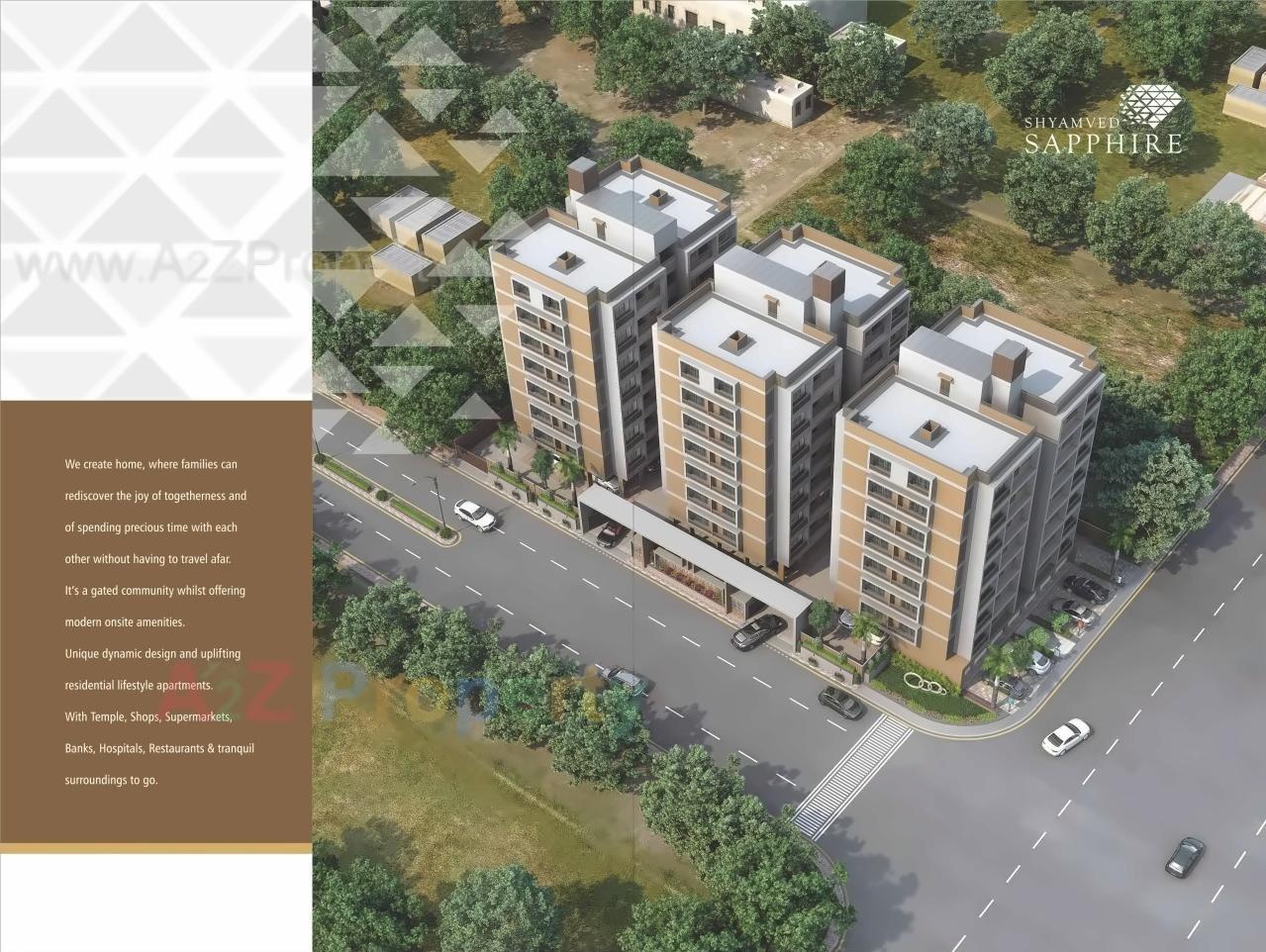 3D Elevation of real estate project Shyamved Sapphire located at Zundal, Gandhinagar, Gujarat