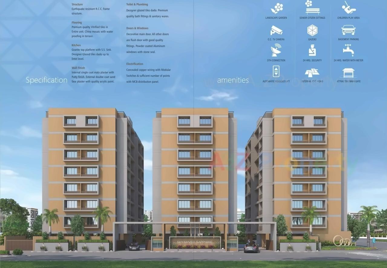 3D Elevation of real estate project Shyamved Sapphire located at Zundal, Gandhinagar, Gujarat