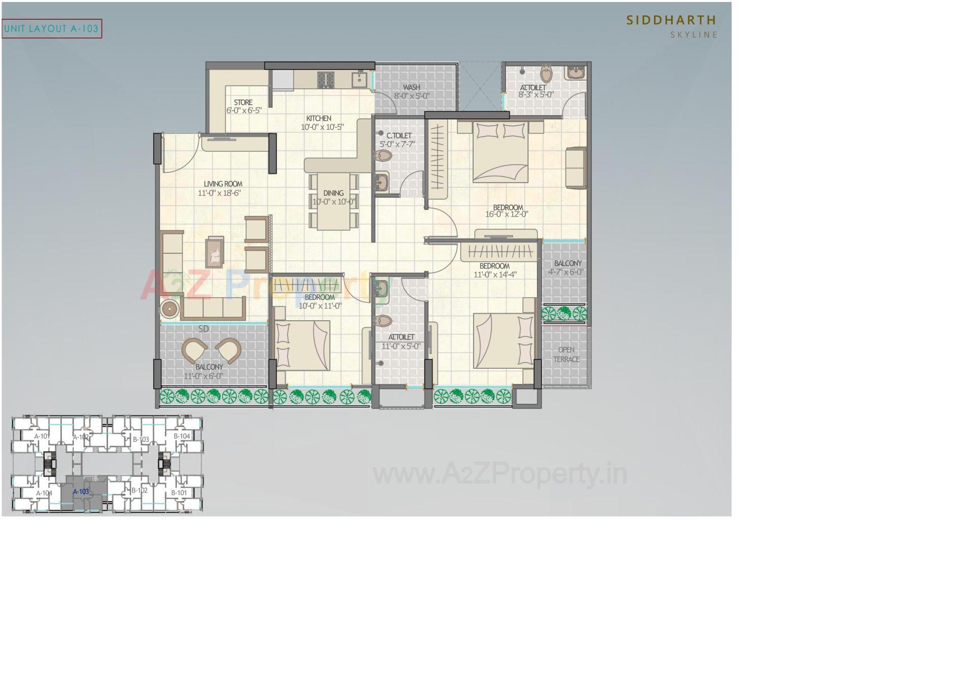 Layout of real estate project Siddharth Skyline located at Vavol, Gandhinagar, Gujarat