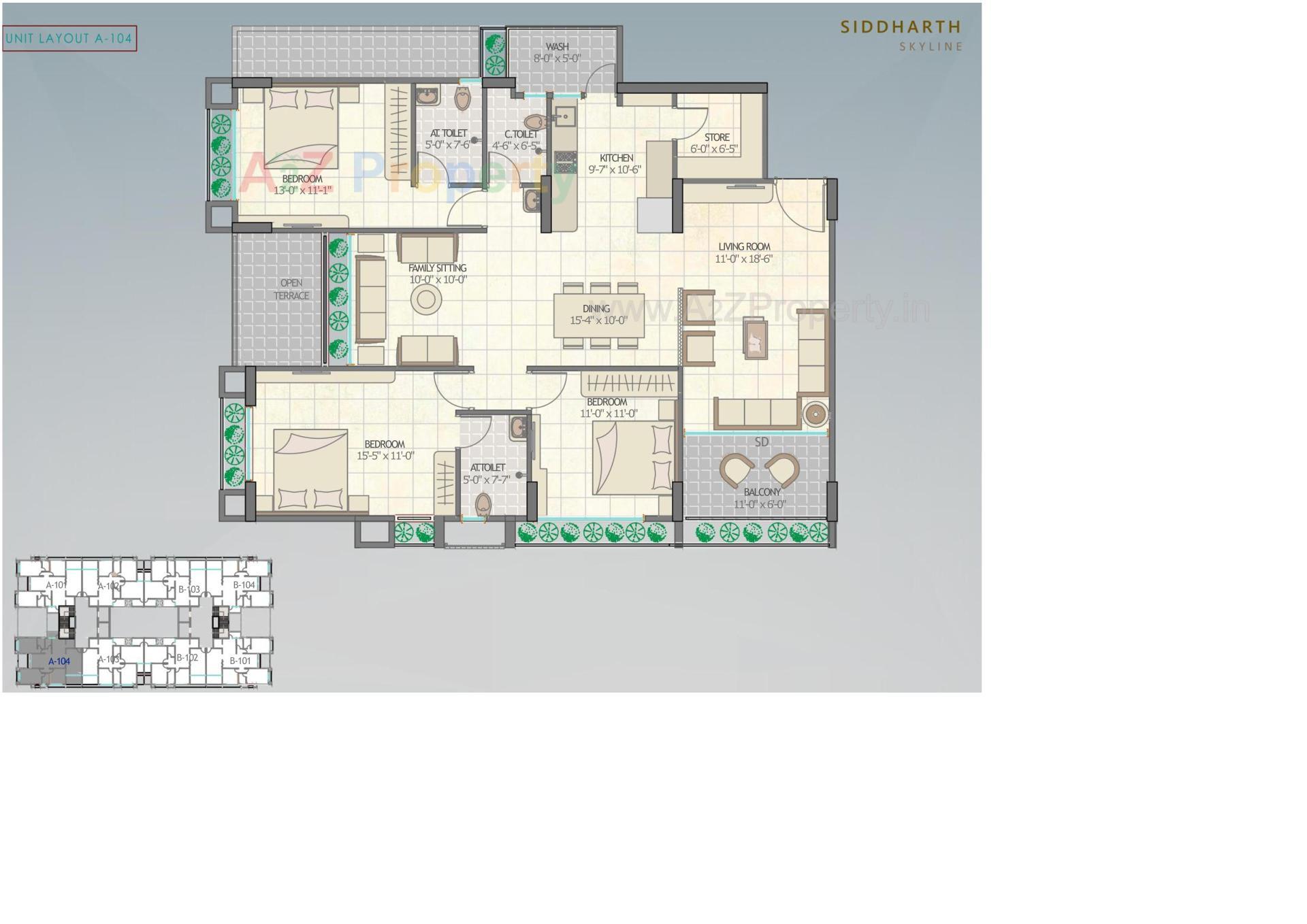 Layout of real estate project Siddharth Skyline located at Vavol, Gandhinagar, Gujarat