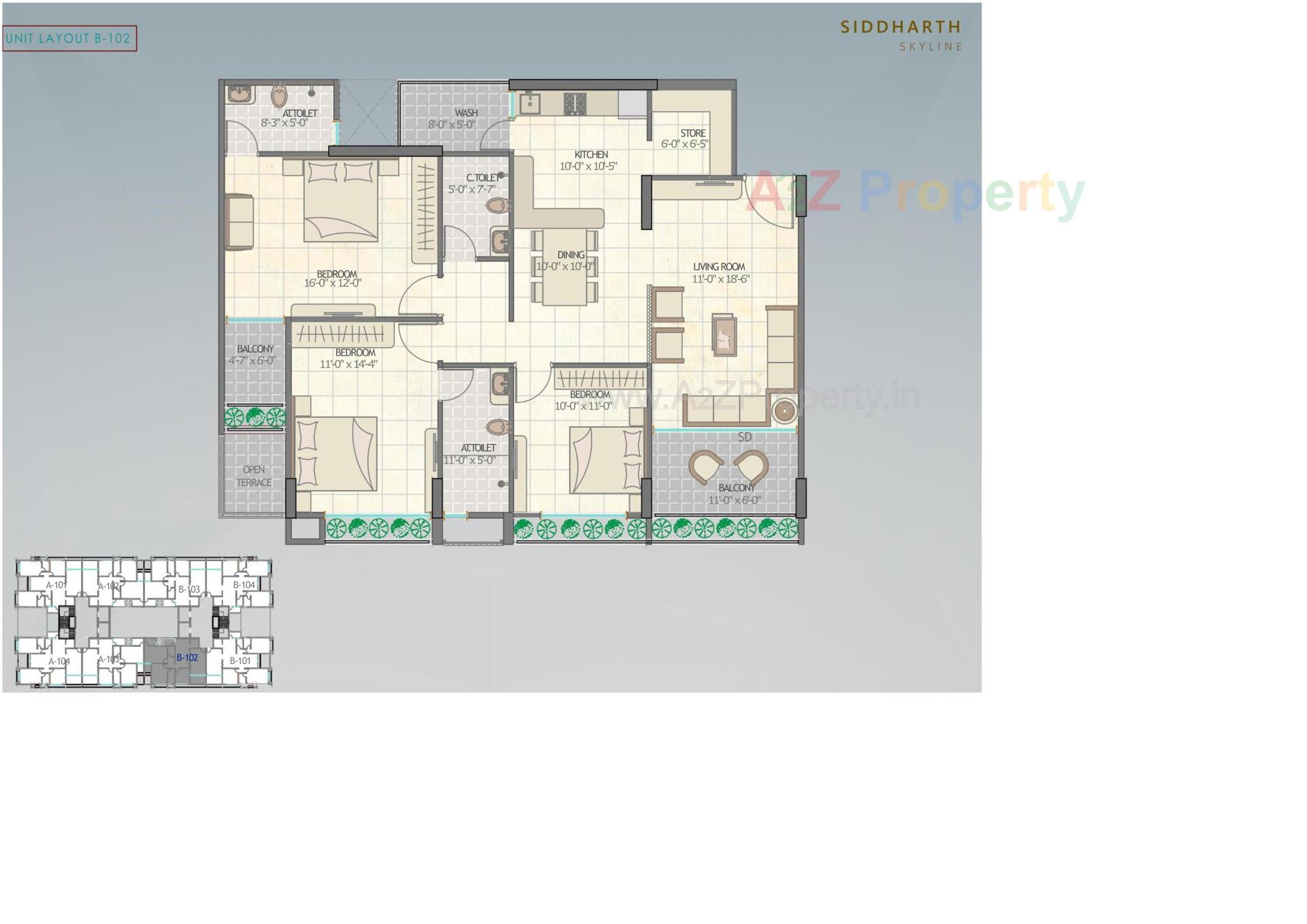 Layout of real estate project Siddharth Skyline located at Vavol, Gandhinagar, Gujarat