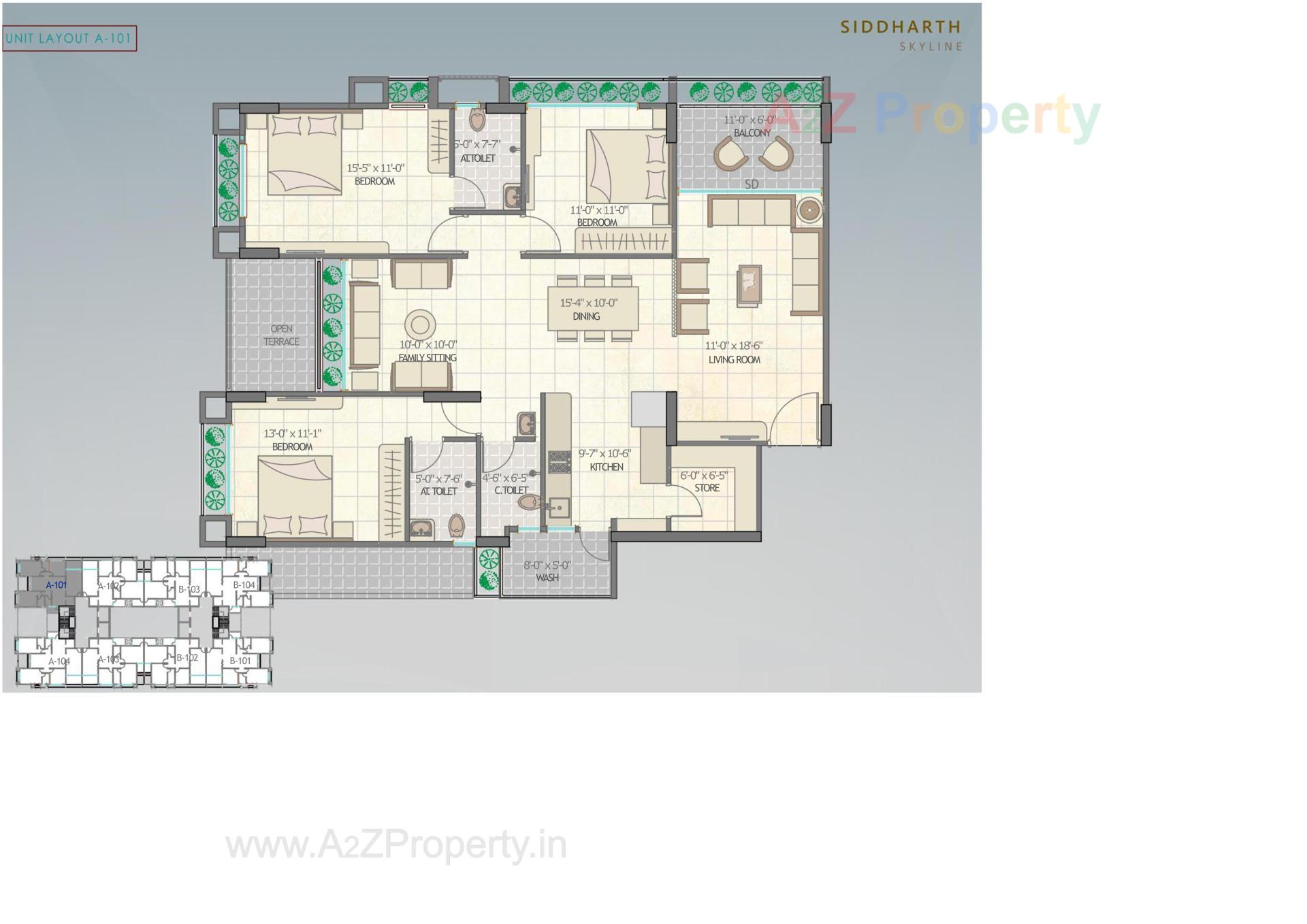 Layout of real estate project Siddharth Skyline located at Vavol, Gandhinagar, Gujarat