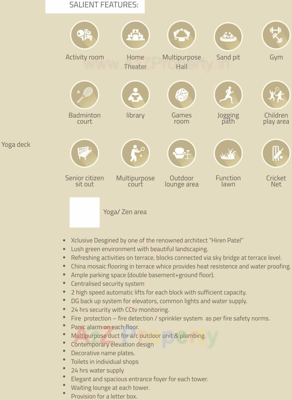 Amenities of Siddharth Xclusive