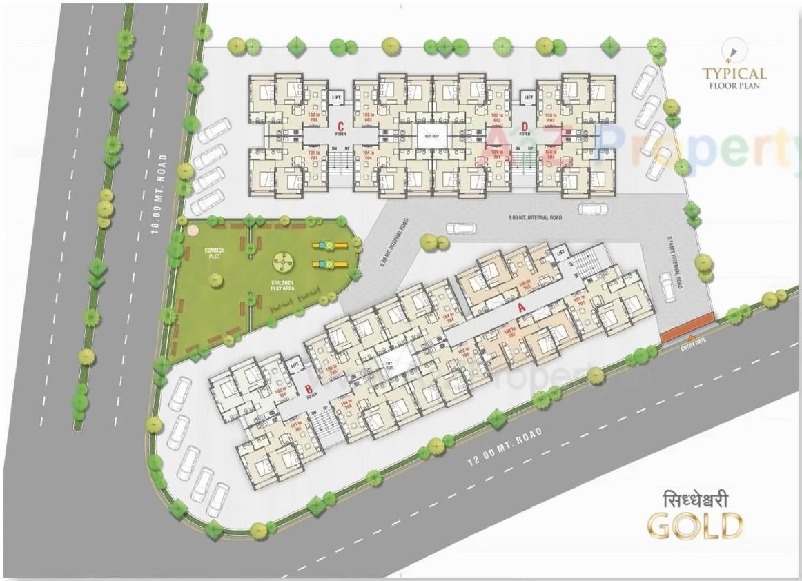 Layout of real estate project Siddheshwari Gold located at Pethapur, Gandhinagar, Gujarat