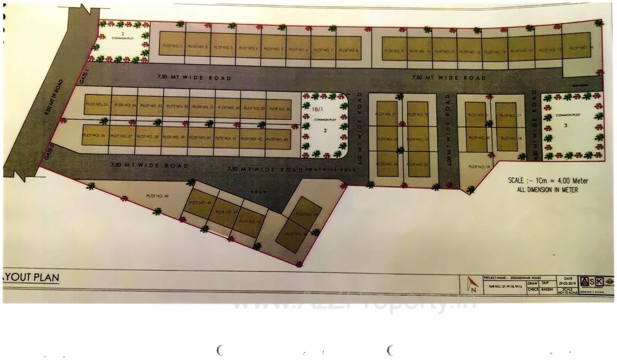 Layout of real estate project Siddheshwari Plotting located at Pethapur, Gandhinagar, Gujarat
