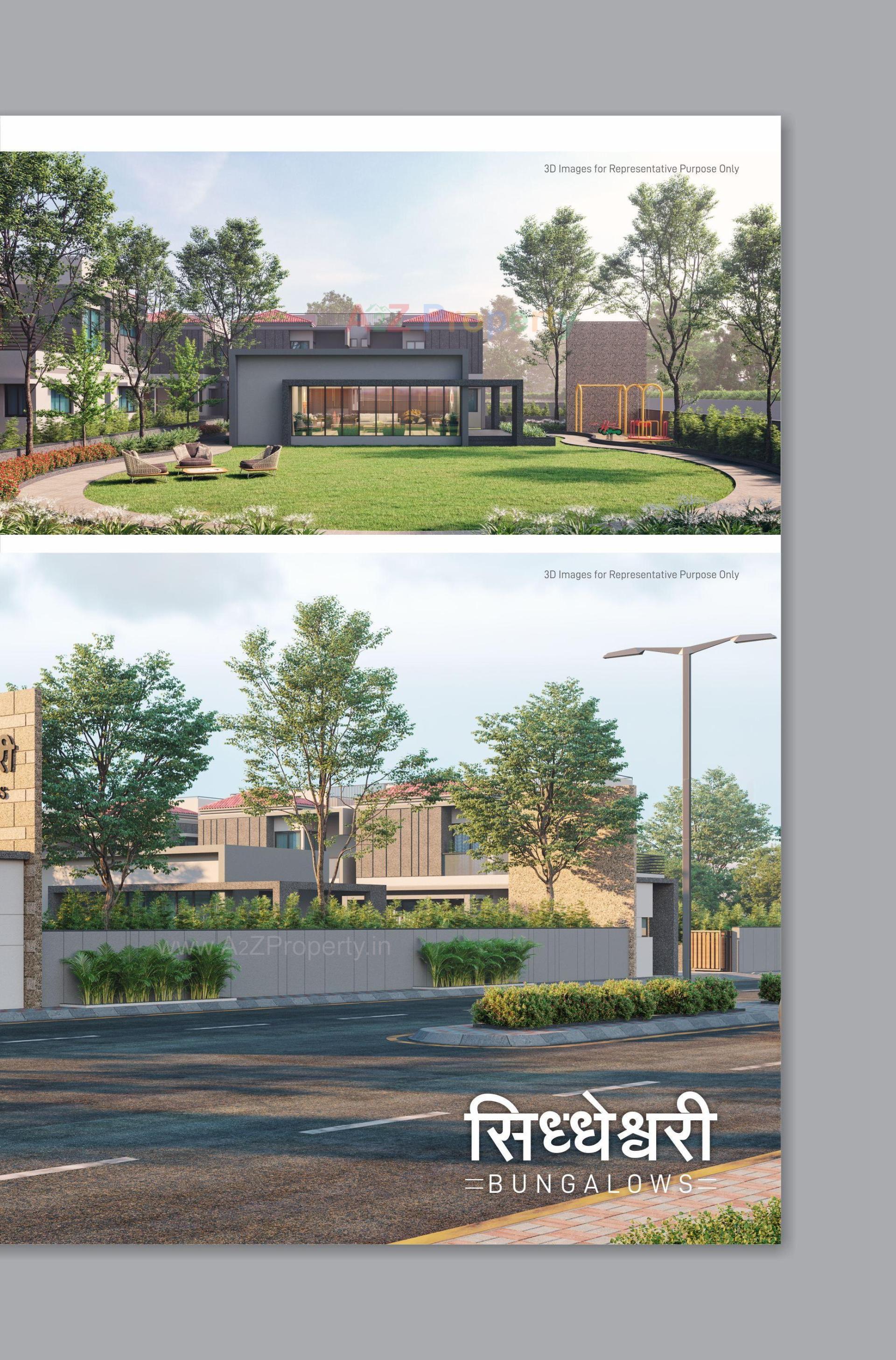 3D Elevation of real estate project Siddheswari Bungalows located at Gandhinagar, Gandhinagar, Gujarat