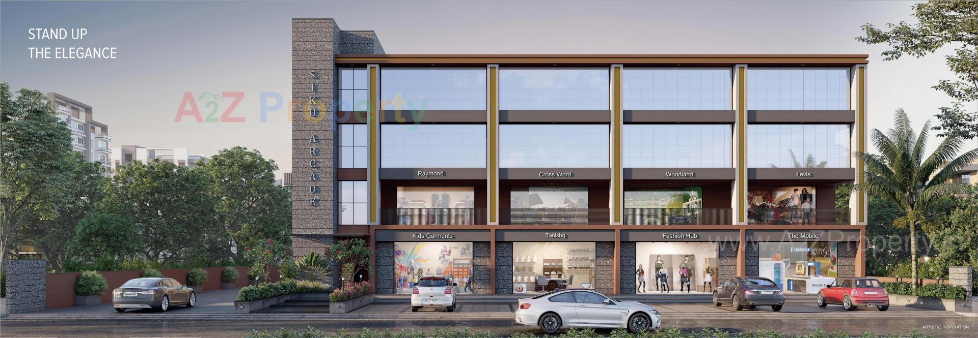 3D Elevation of real estate project Siku Arcade located at Ranasan, Gandhinagar, Gujarat