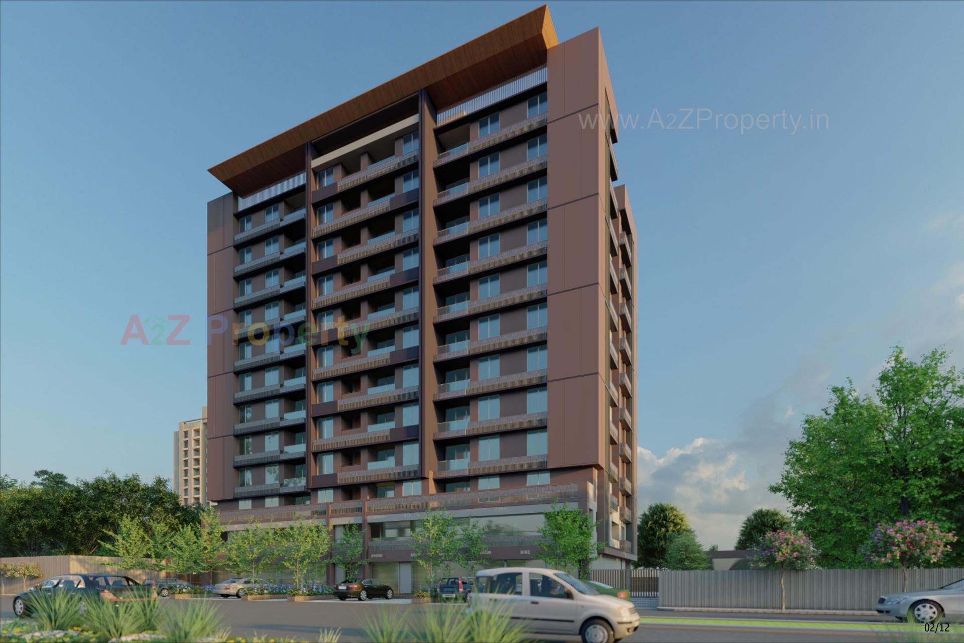 3D Elevation of real estate project Skyrise located at Zundal, Gandhinagar, Gujarat
