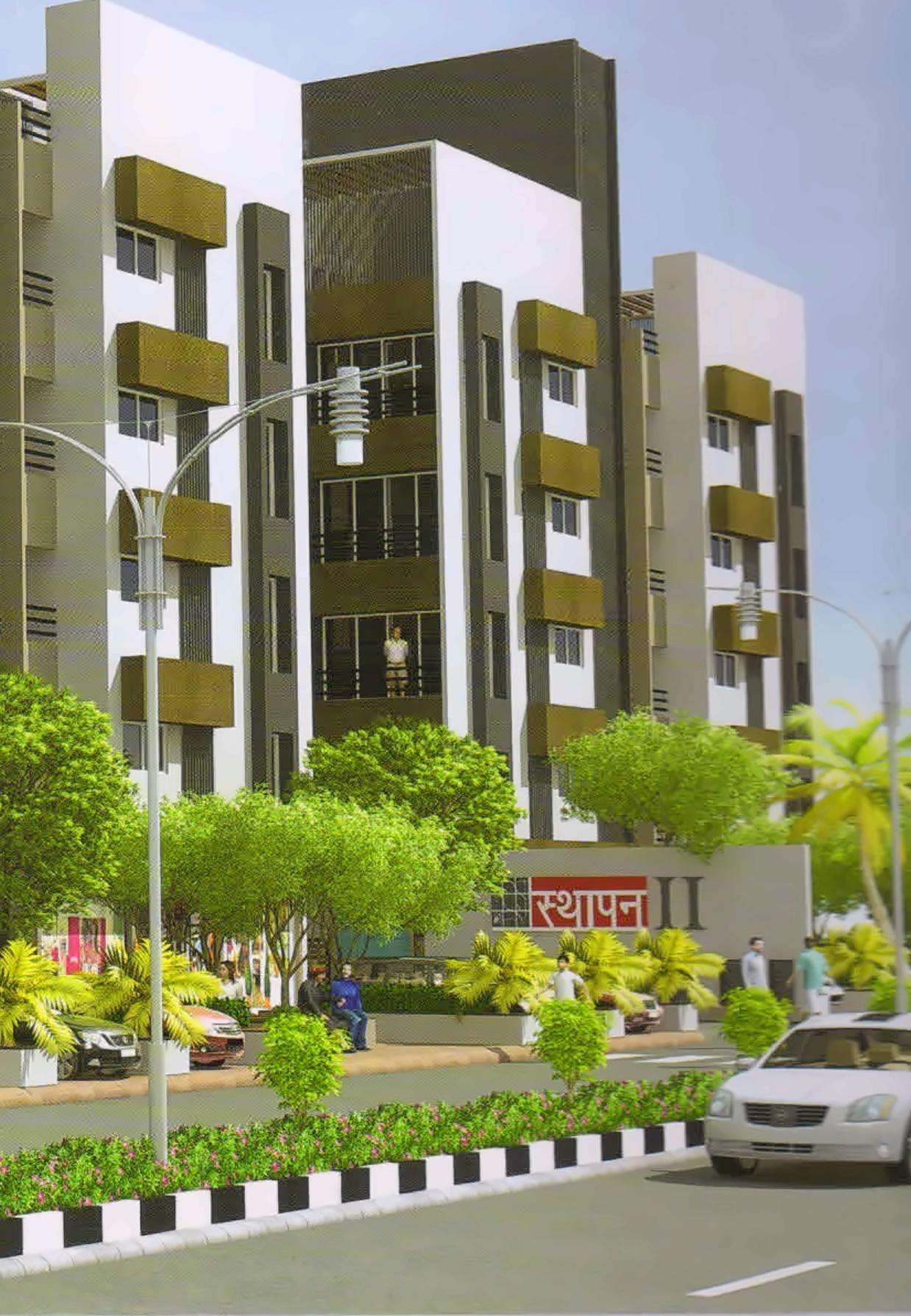3D Elevation of real estate project Sthapan located at Uvarsad, Gandhinagar, Gujarat