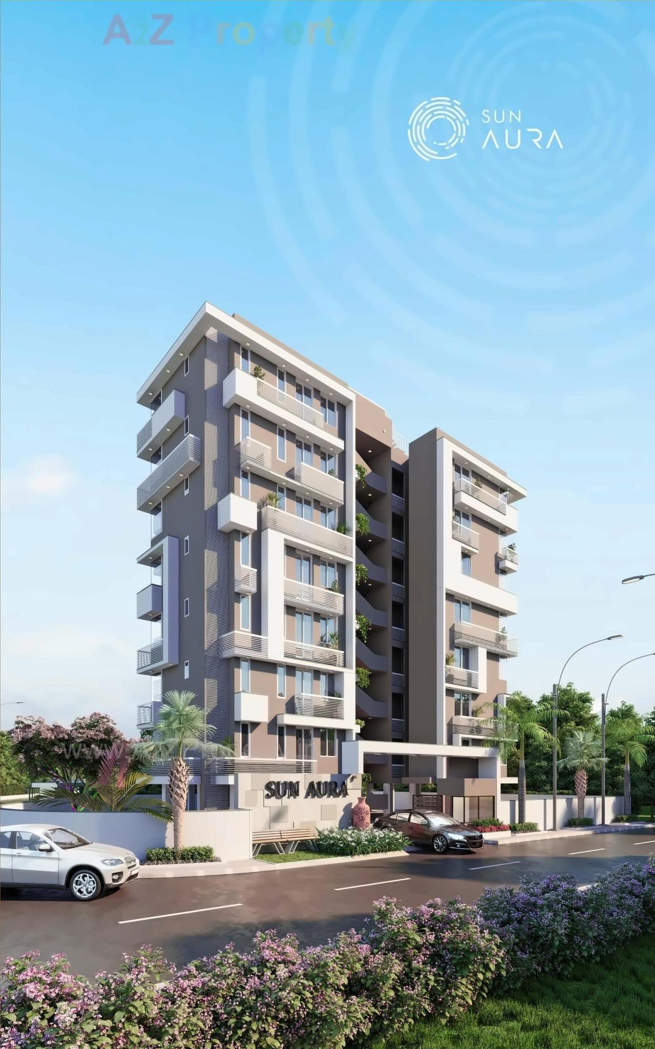 3D Elevation of real estate project Sun Aura located at Chiloda, Gandhinagar, Gujarat