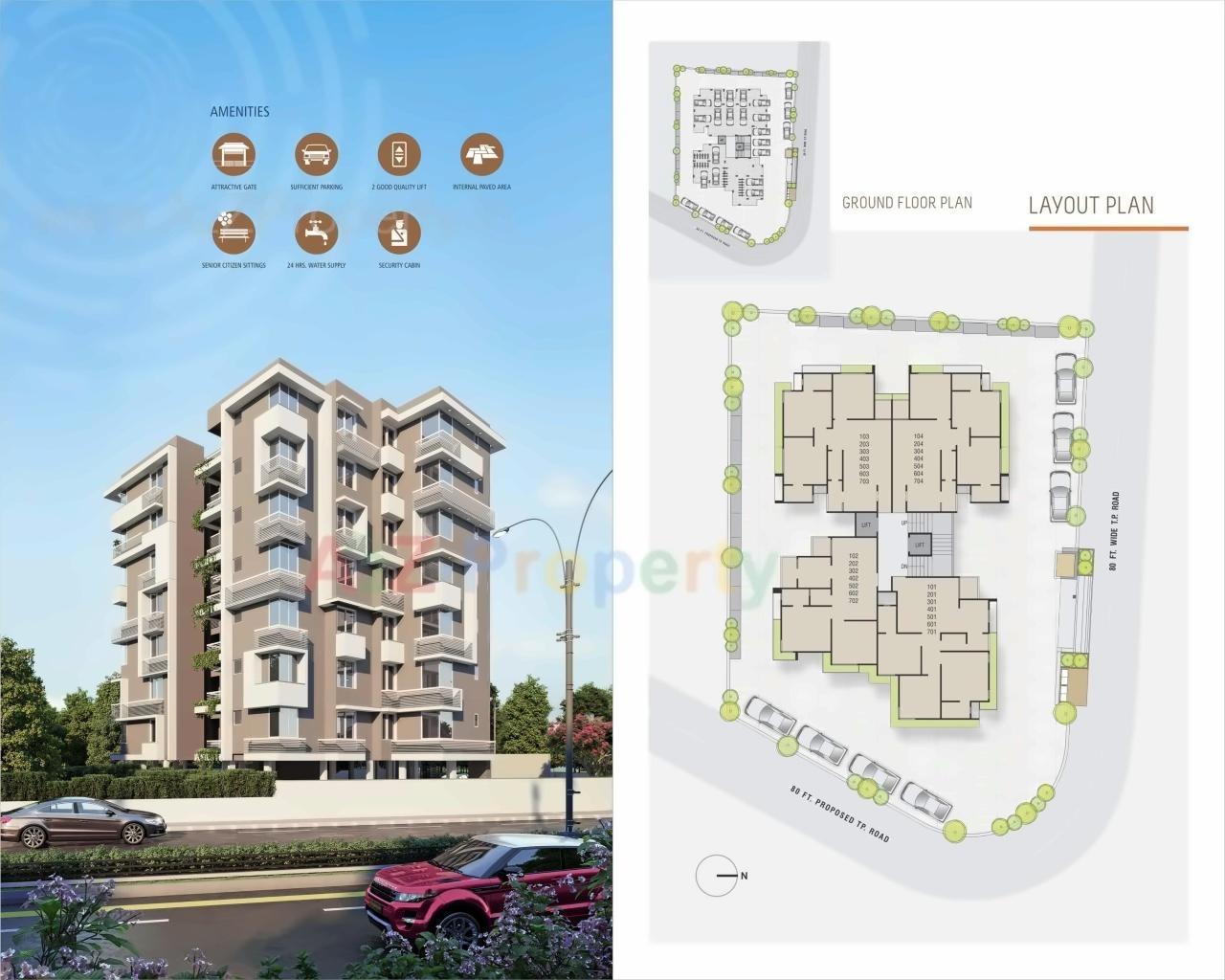 Layout of real estate project Sun Aura located at Chiloda, Gandhinagar, Gujarat